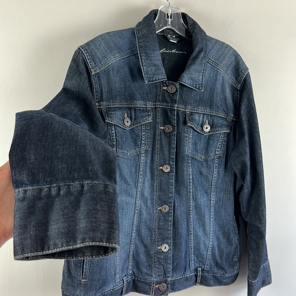 Eddie Bauer Womens Denim Jean Jacket Plus Sz 1X Casual Button Up Casual Pocket - Picture 3 of 15